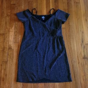 ANGIE NWOT Perfect New Year's Eve Dress Faux Wrap Off the Shoulder Bodycon